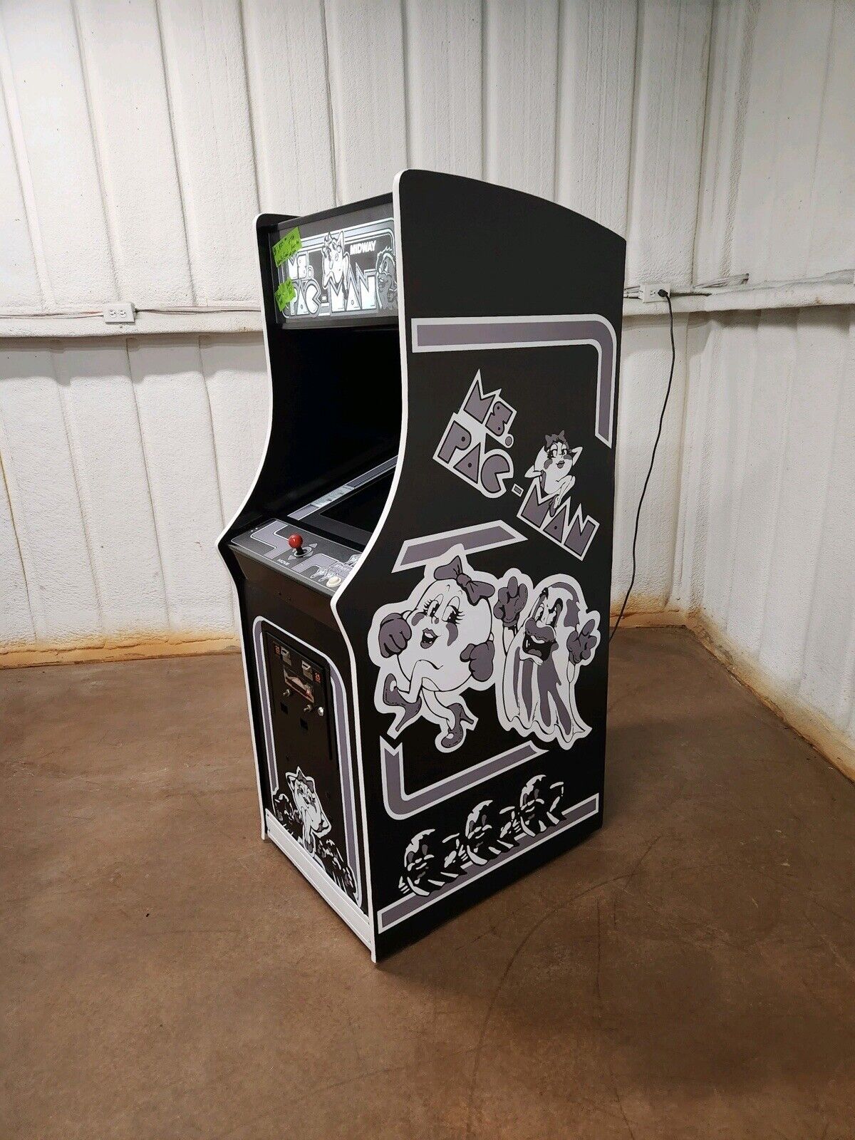 Fits Ms Pac Man Arcade 6 Pc Set Side Art Cpo Marquee In Custom Black and White