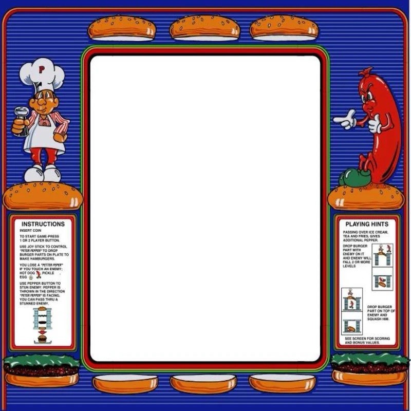 Burger Time Arcade Monitor Bezel Artwork Sticker Decal