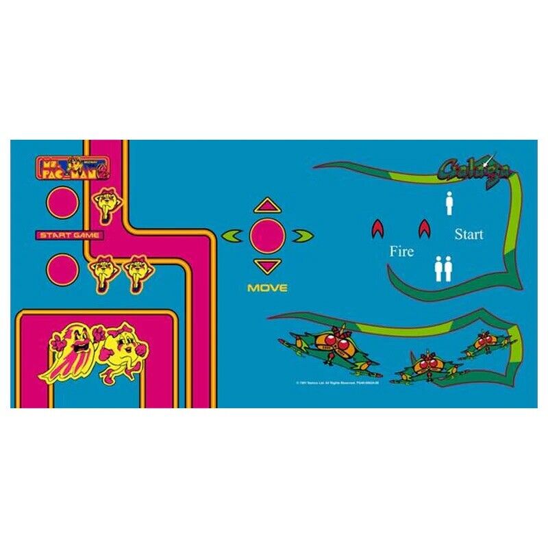 Ms Pac-Man Galaga Reunion Arcade Control Panel Overlay CPO Textured Laminate