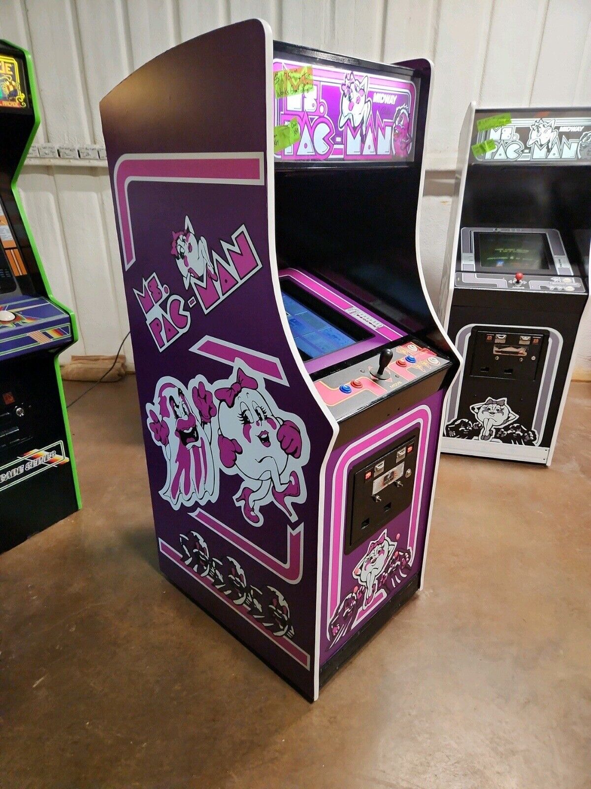 Fits Ms Pac Man Arcade 6 Pc Set Side Art Kickplate Custom Purple Graphics