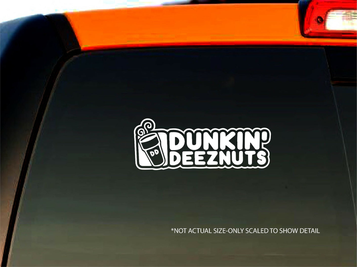 Dunkin Deez Nuts Bumper Sticker Window Truck Car Vinyl Window | White | 6"x2"