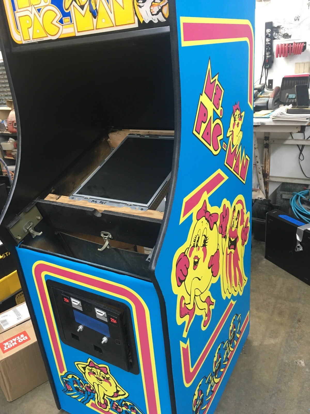 Ms PAC MAN Arcade Side Art Blue 2 Pc Set Laminated High Quality