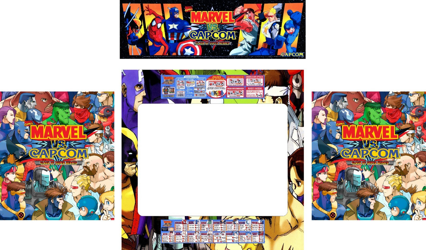 Marvel Vs Capcom Arcade Side Art, Bezel, Marquee, Moves List Instructions