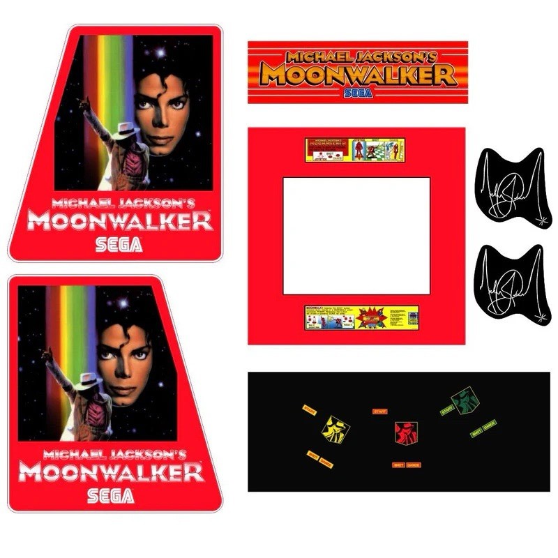 Moonwalker Arcade Art Restoration Kit 7pc Side Art, Textured CPO & Marquee