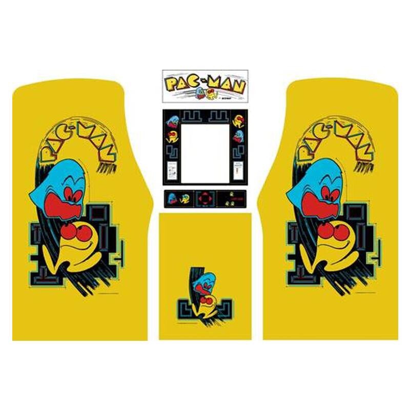 Pac Man Arcade Side Art Kickplate Marquee CPO Bezel 6 Pc Set High Quality