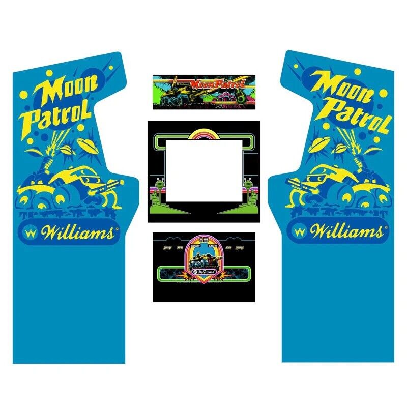 Moon Patrol Arcade Side Art Full Set 5pc Artwork Textured CPO Complete Kit
