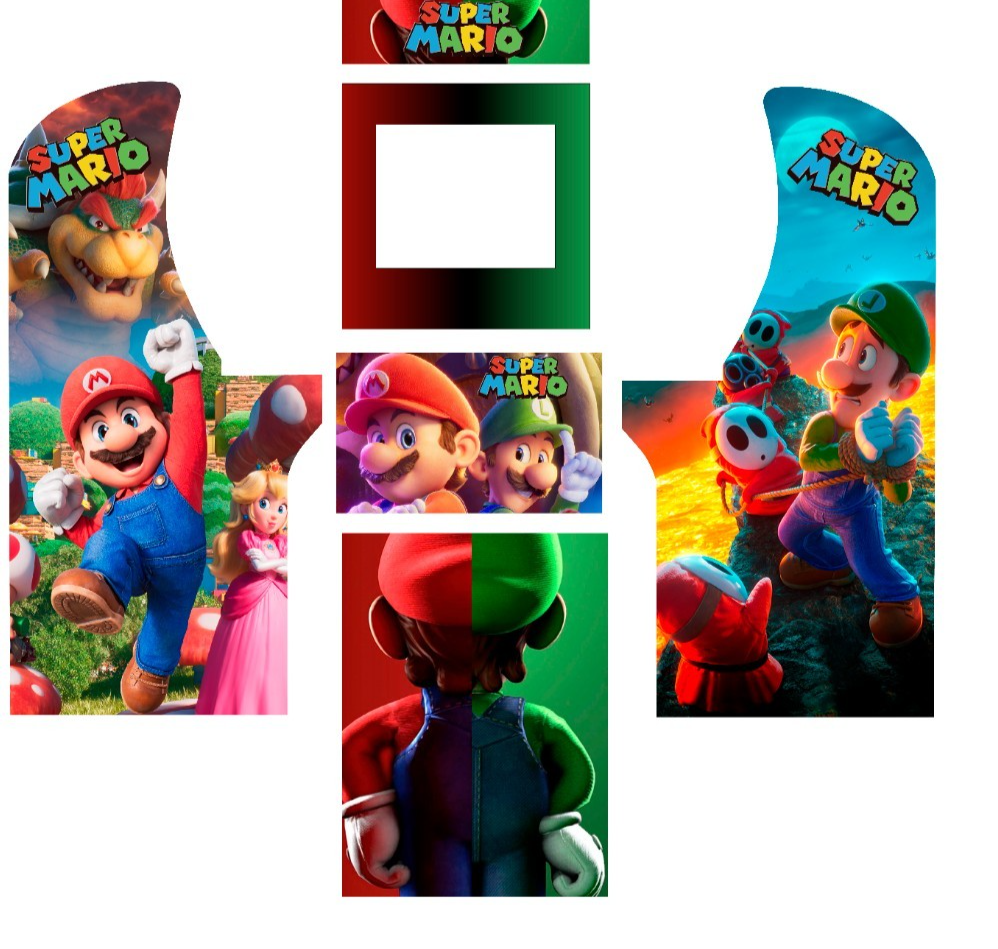 Arcade 1up Super Mario Custom Graphics Kit Artwork Side Art CPO Marquee