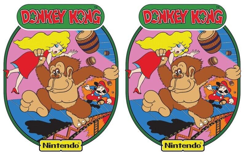 Donkey Kong Arcade Side Art 2Pc set Nintendo Premium Vinyl See Pics!!