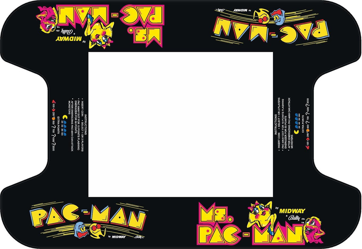 Ms Pac Man Pac Man Arcade Cocktail Underlay Artwork Sticker Decal