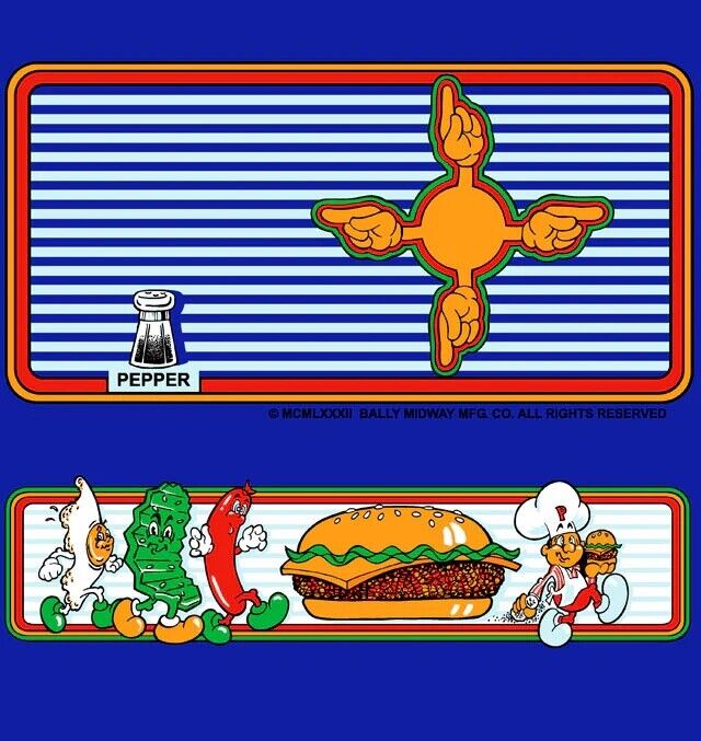 Burgertime Cocktail Arcade Control Panel Overlay CPO Set Of 2 Textured Laminate