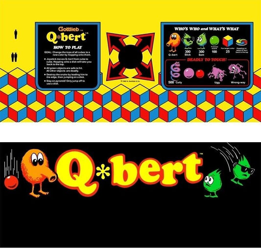 Qbert Arcade Control Panel Overlay Front Panel Combo Laminated High Quality