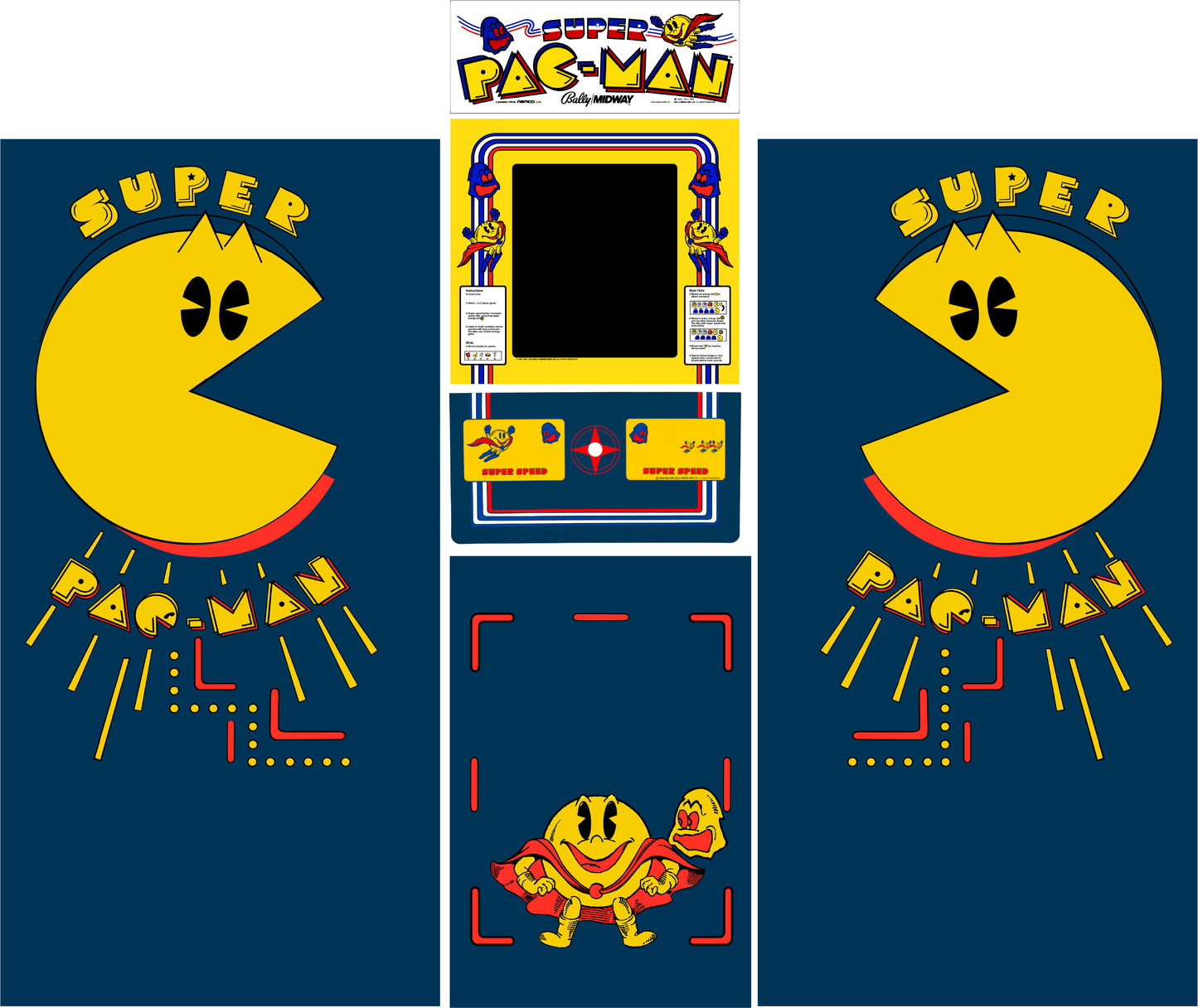 Super Pac-Man Arcade Complete Artwork Kit