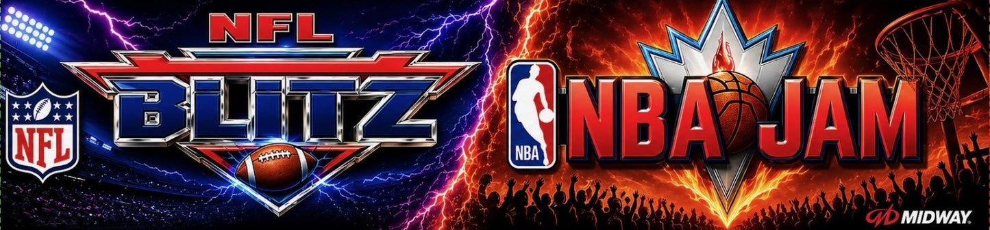 NFL Blitz NBA Jam Combo Arcade Cabinet Marquee Premium Backlit Translite