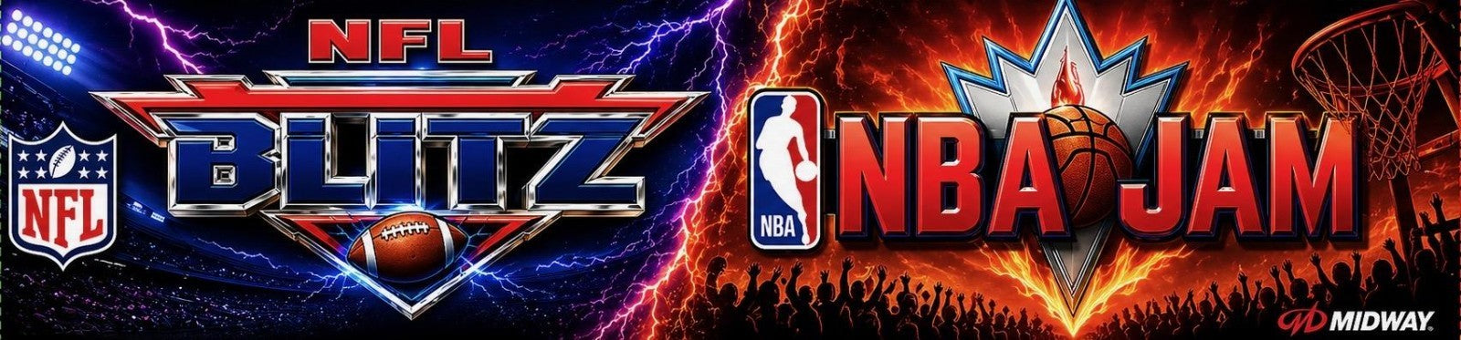 NFL Blitz NBA Jam Combo Arcade Cabinet Marquee Premium Backlit Translite