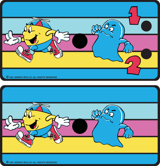 Junior Pac Man Cocktail Arcade Control Panel Overlay CPO Set Of 2 Textured