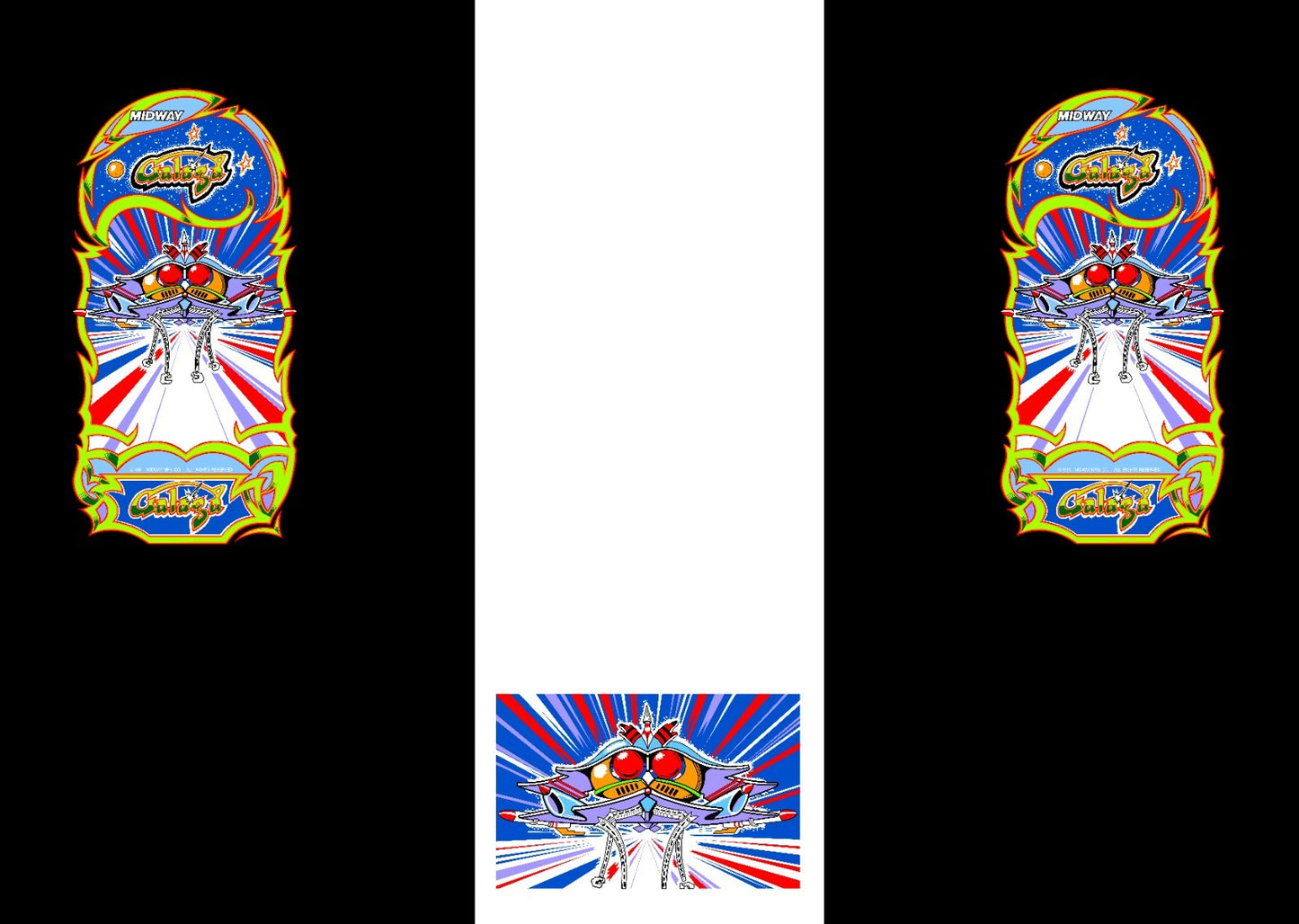 Galaga Arcade Game Side Art Kickplate 3pc Set Full Side Coverage Graphics