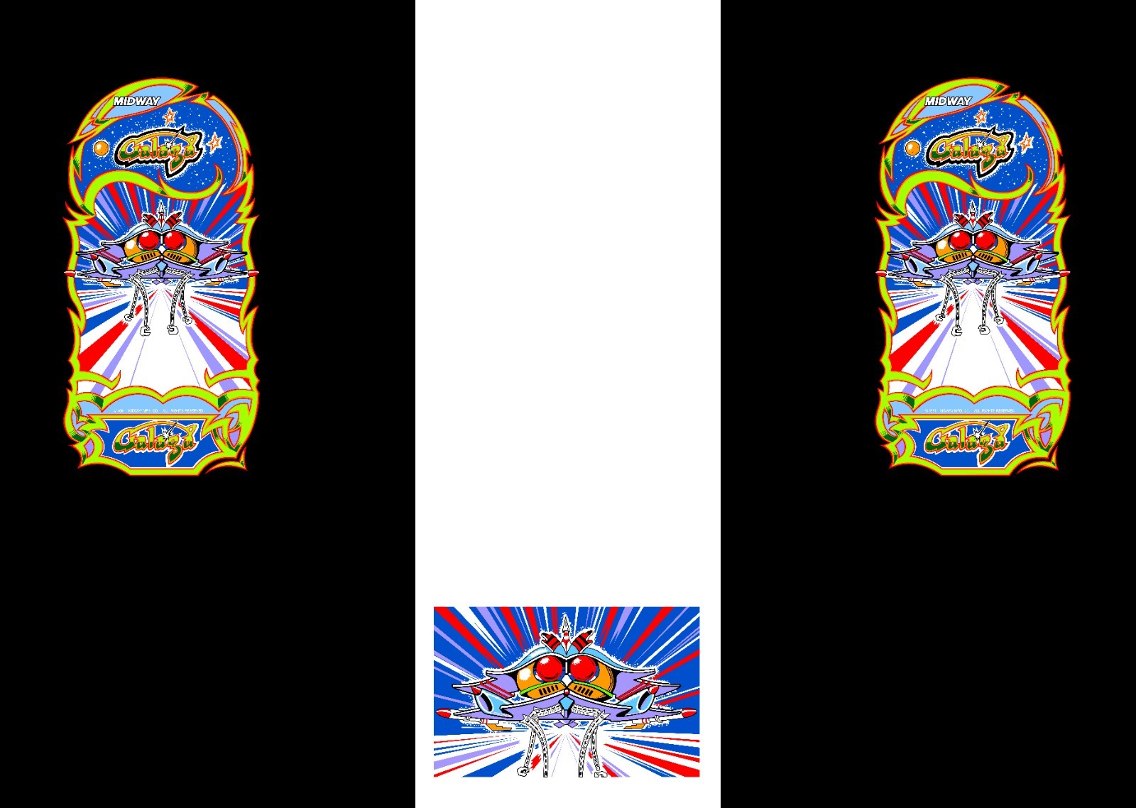 Galaga Arcade Game Side Art Kickplate 3pc Set Full Side Coverage Graphics