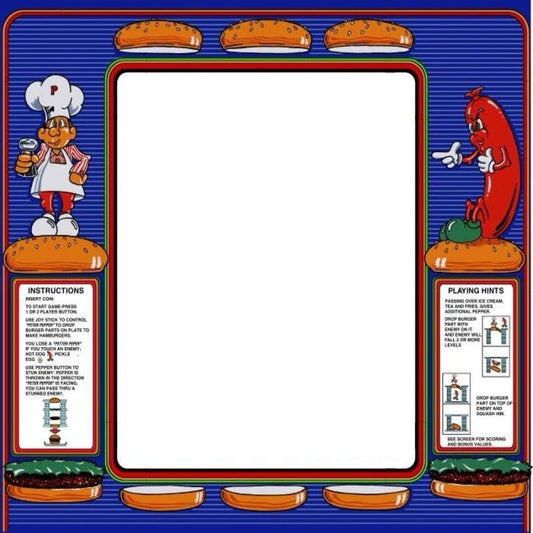 Burger Time Arcade Monitor Bezel Artwork Sticker Decal