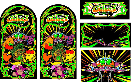 Multicade Galaga Arcade 5pc Haunted Set Side Art Kickplate Marquee CPO