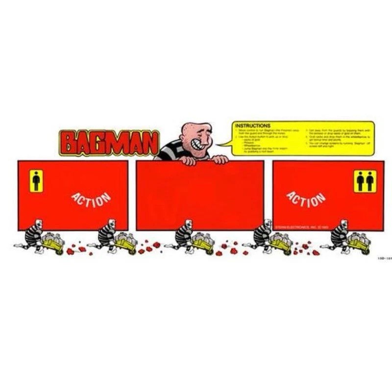 Bagman Arcade Control Panel Overlay CPO With Textured Laminate