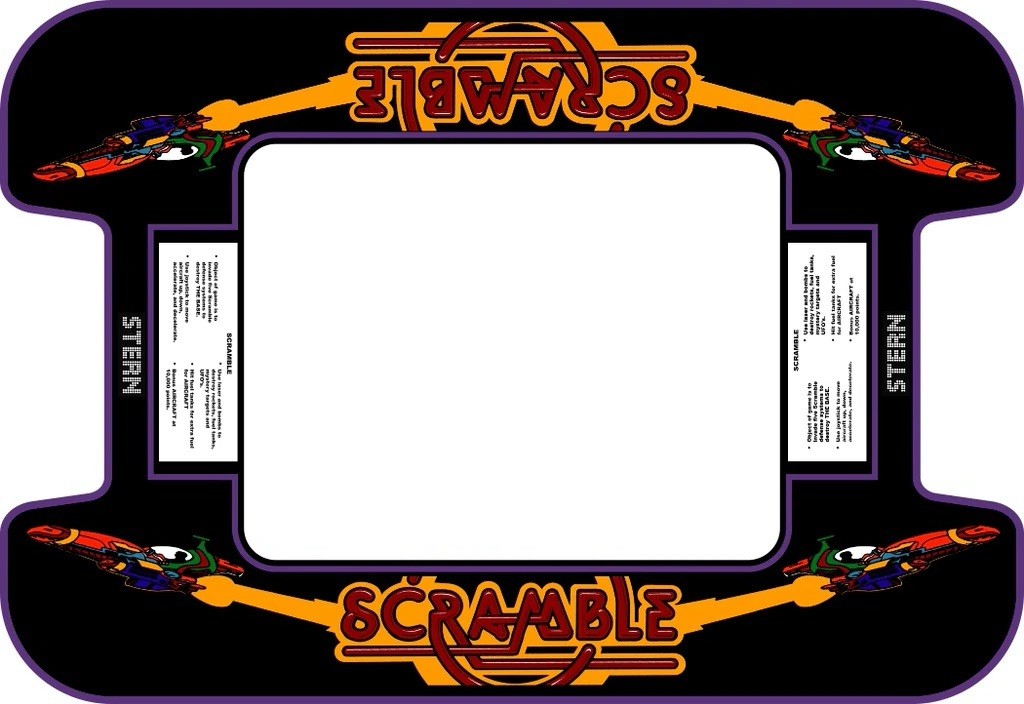 Scramble Arcade Cocktail Underlay Artwork Sticker Decal