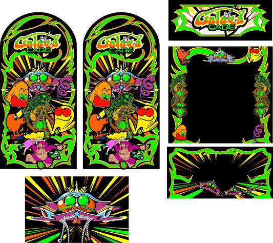 Multicade Galaga Arcade Side Art 6pc Haunted Set Quality Mame Bezel CPO Marquee