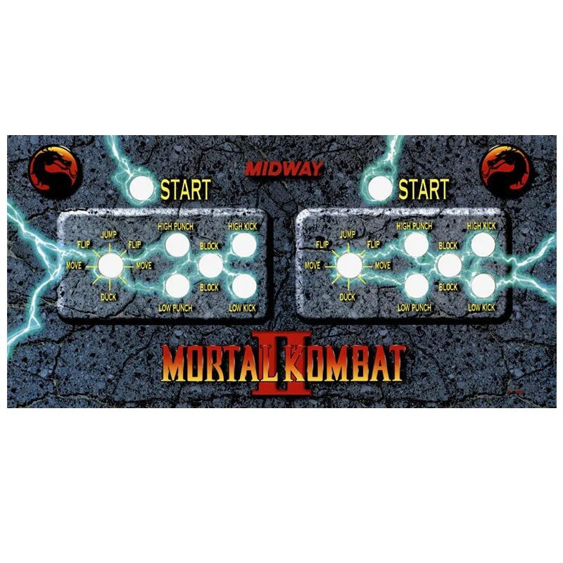 Mortal Kombat 2 Arcade Control Panel Overlay CPO Textured Laminate MK2 MKII