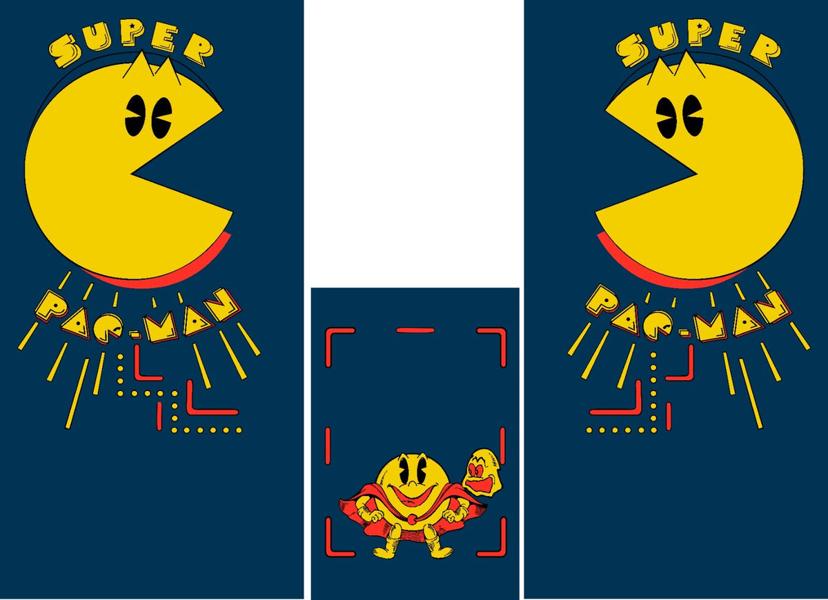 Super Pac Man Arcade Side Art 3 Piece Set Laminated High Quality
