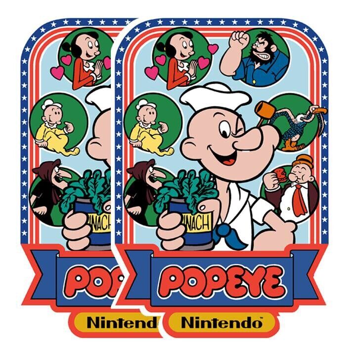 Popeye Nintendo Arcade Side Art 2pc Laminated High Quality