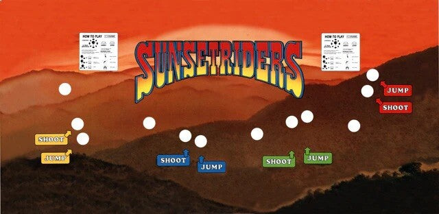 Sunset Riders Arcade Control Panel Overlay CPO Textured Laminate 4 Player
