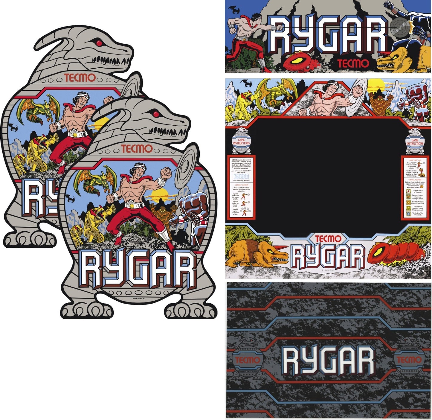 Rygar Arcade Side Art Full Set 5pc Artwork Textured CPO Complete Cabinet Kit