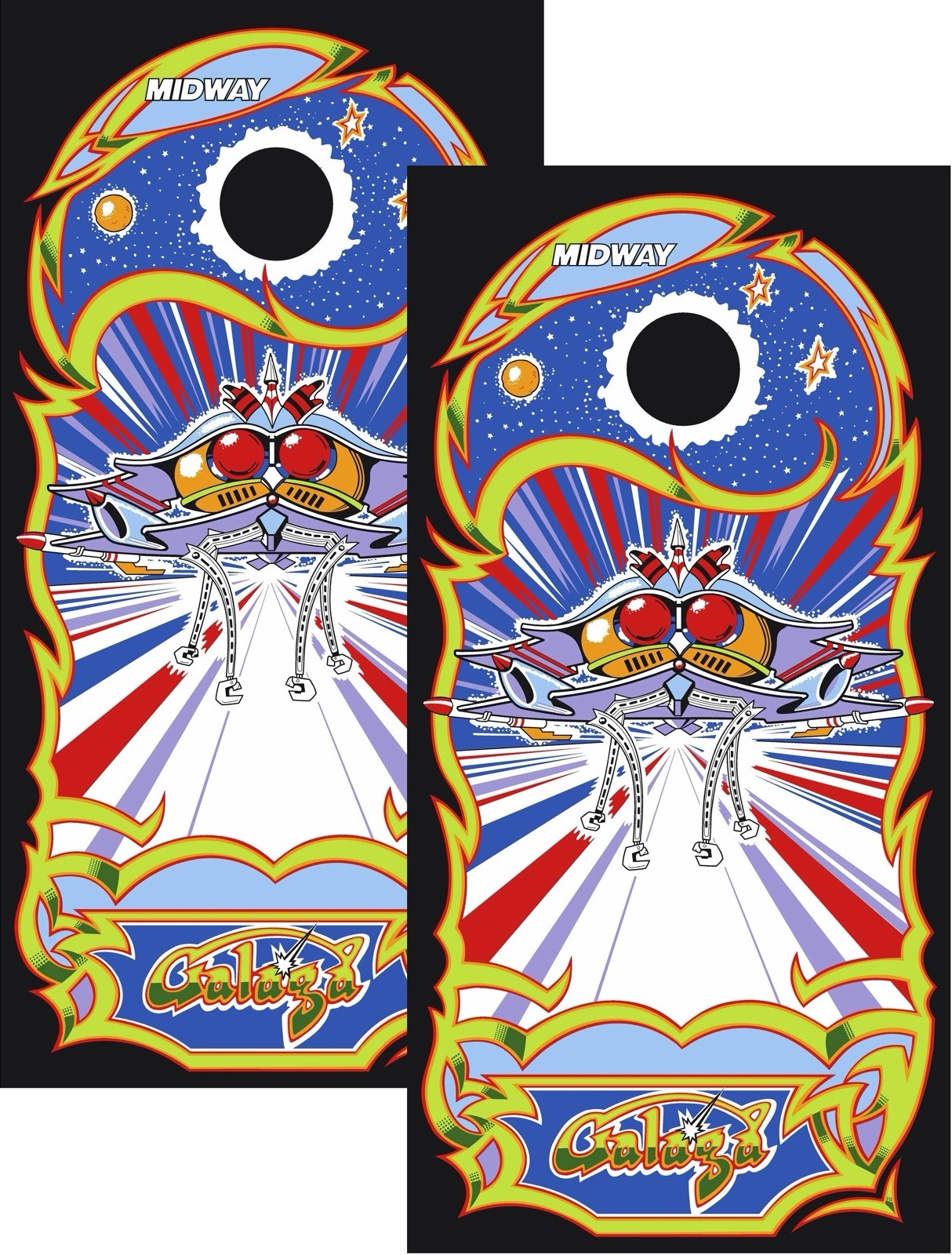 Galaga Cornhole Wrap Decal - Arcade Theme Cornhole