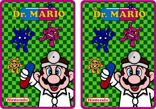 Dr. MARIO Arcade Side Art Decals Set 2pc Premium Laminated Vinyl Graphics 