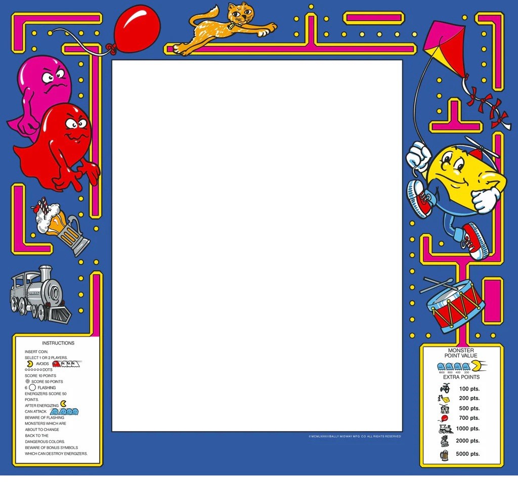 Jr Pac Man Arcade Monitor Bezel Artwork Sticker Decal