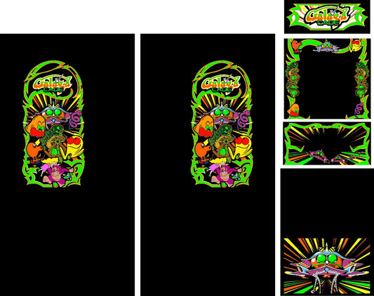 Multicade Galaga Arcade Side Art 6pc Haunted Set Quality Mame Bezel CPO Marquee