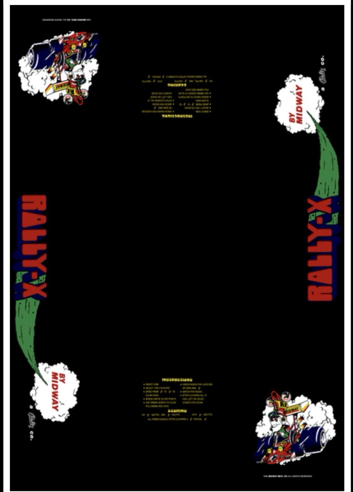Rally X Arcade Cocktail Underlay Artwork Sticker Decal