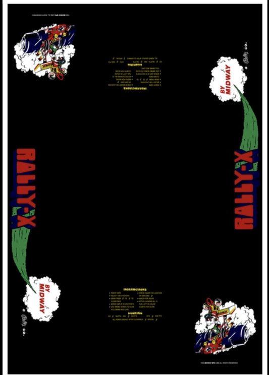 Rally X Arcade Cocktail Underlay Artwork Sticker Decal