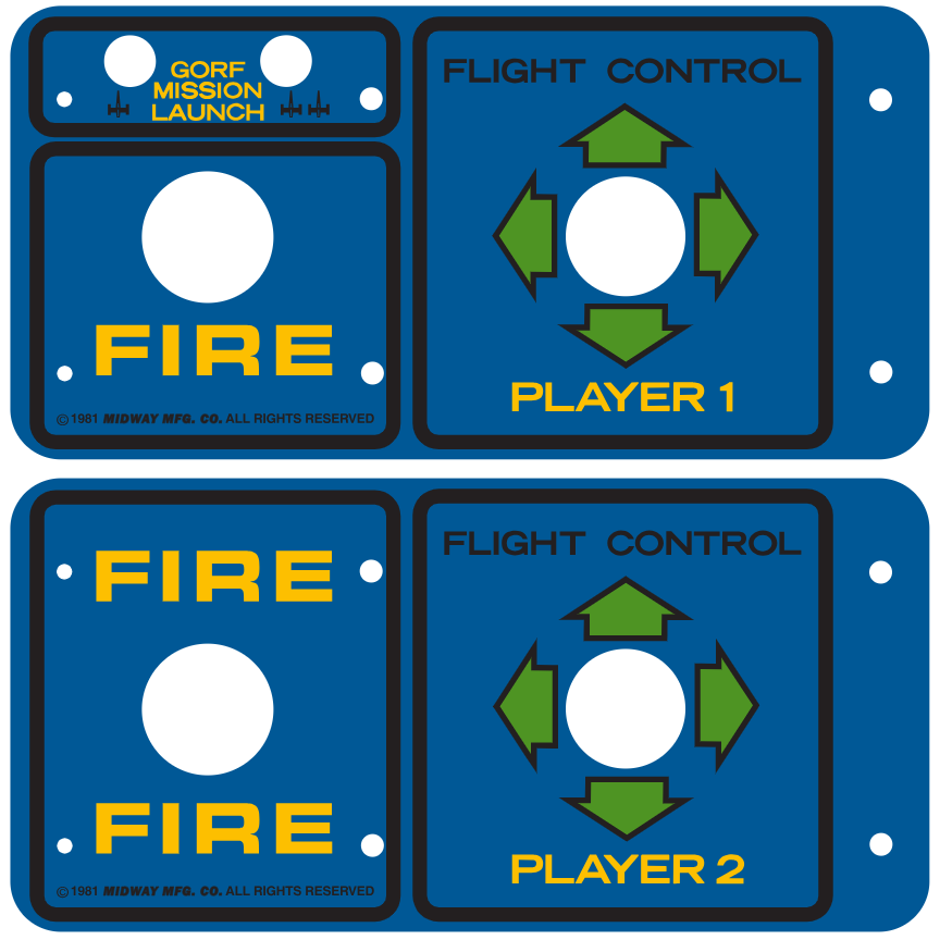 Gorf Cocktail Arcade Control Panel Overlay CPO Set Of 2 Textured Laminate