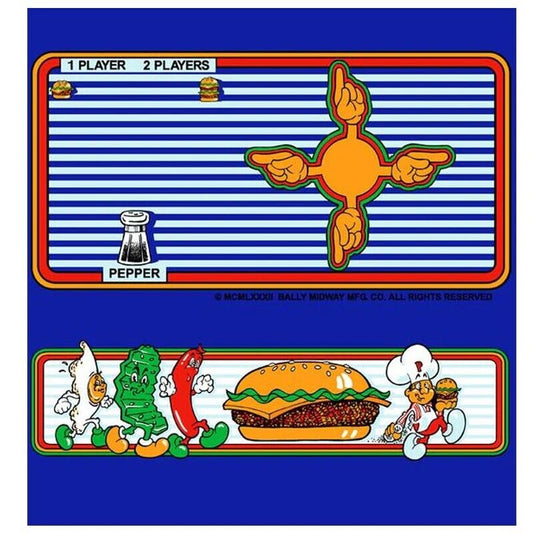 Burgertime Cocktail Arcade Control Panel Overlay CPO Set Of 2 Textured Laminate