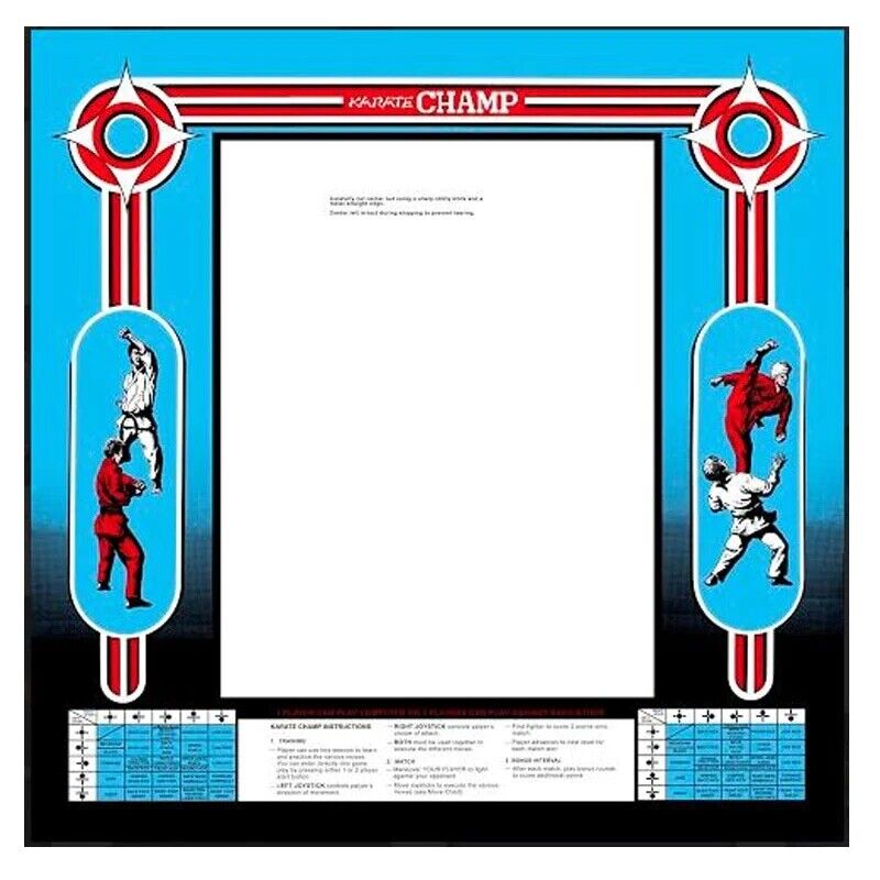 Karate Champ Arcade Bezel Artwork Sticker Decal