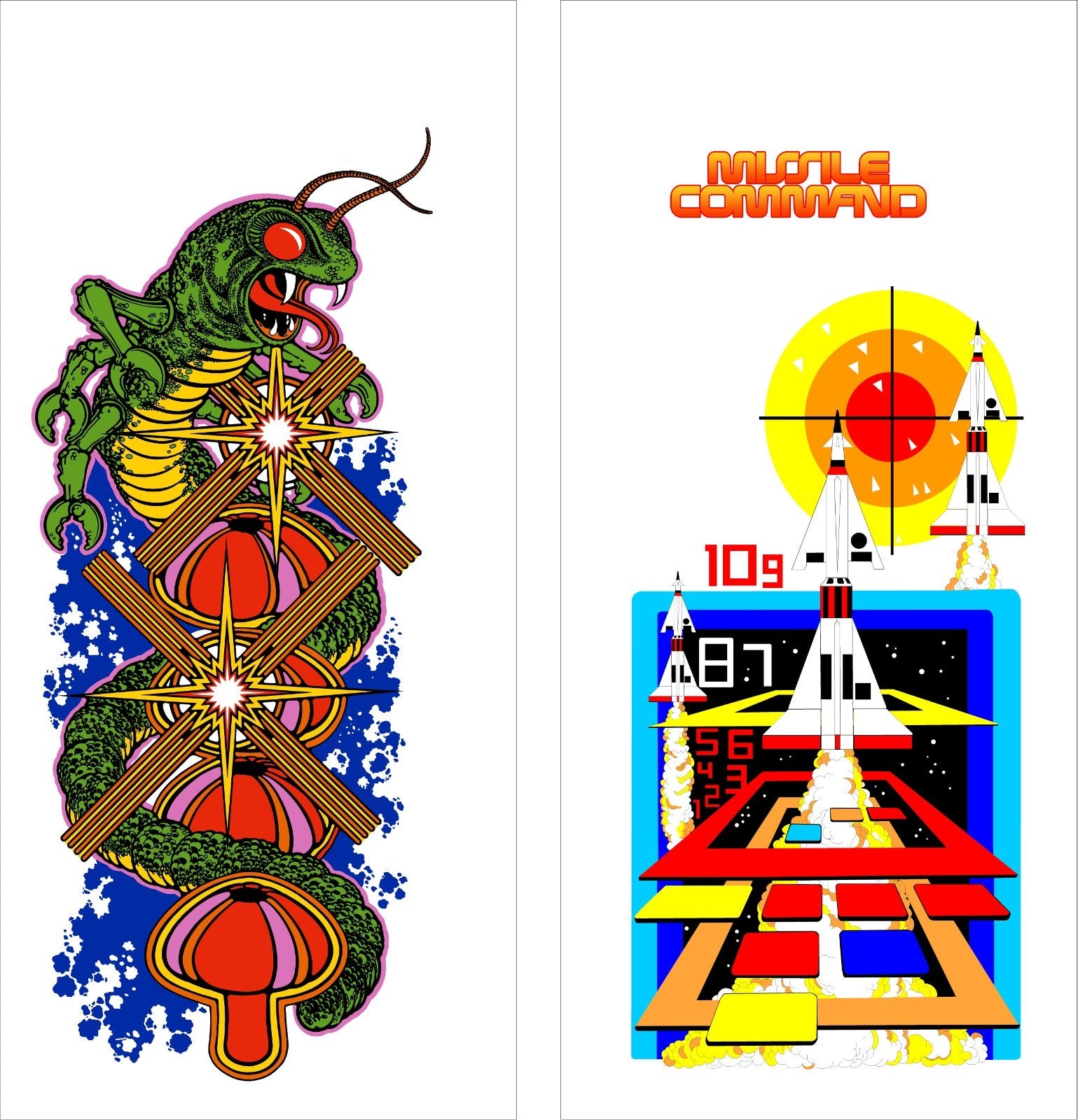 Centipede Missile Command Millipede Arcade Side Art 2pc Team Play