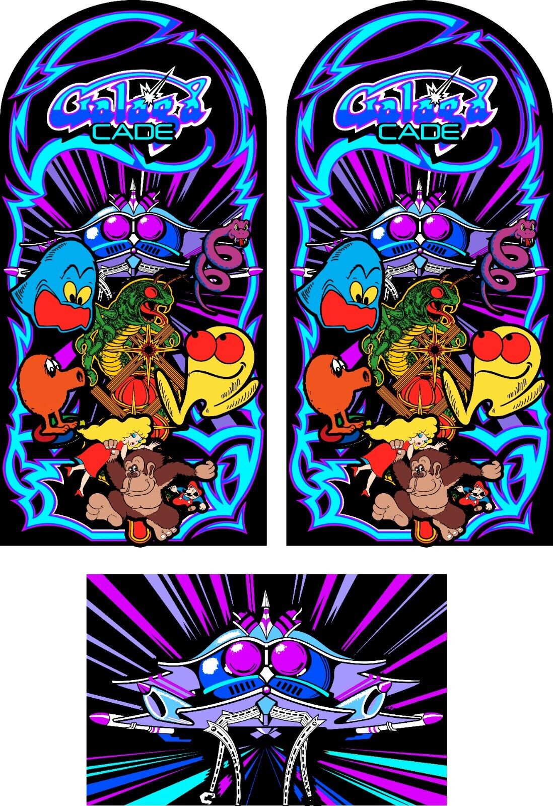 Multicade Mame Classics Side Art 3pc Blue Arcade Graphics Decals Stick ...