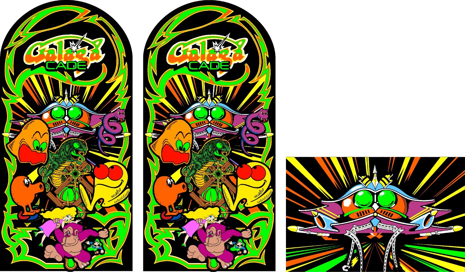 Multicade Mame Classics Side Art 3pc HAUNTED Arcade Graphics Decals Stickers Set