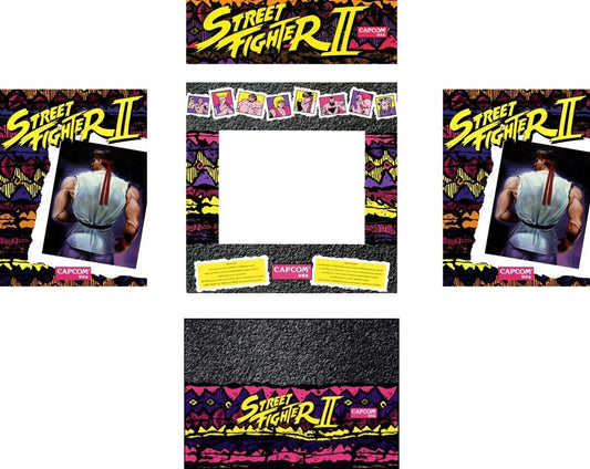 Street Fighter 2 Arcade Side Art Full Set 5pc Artwork Textured CPO SF2 Kit