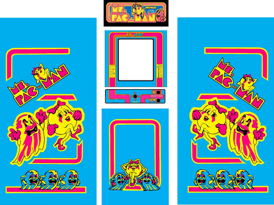 Fits Ms Pac Man Arcade 6 Pc Set Side Art Kickplate 2 Yr Warranty
