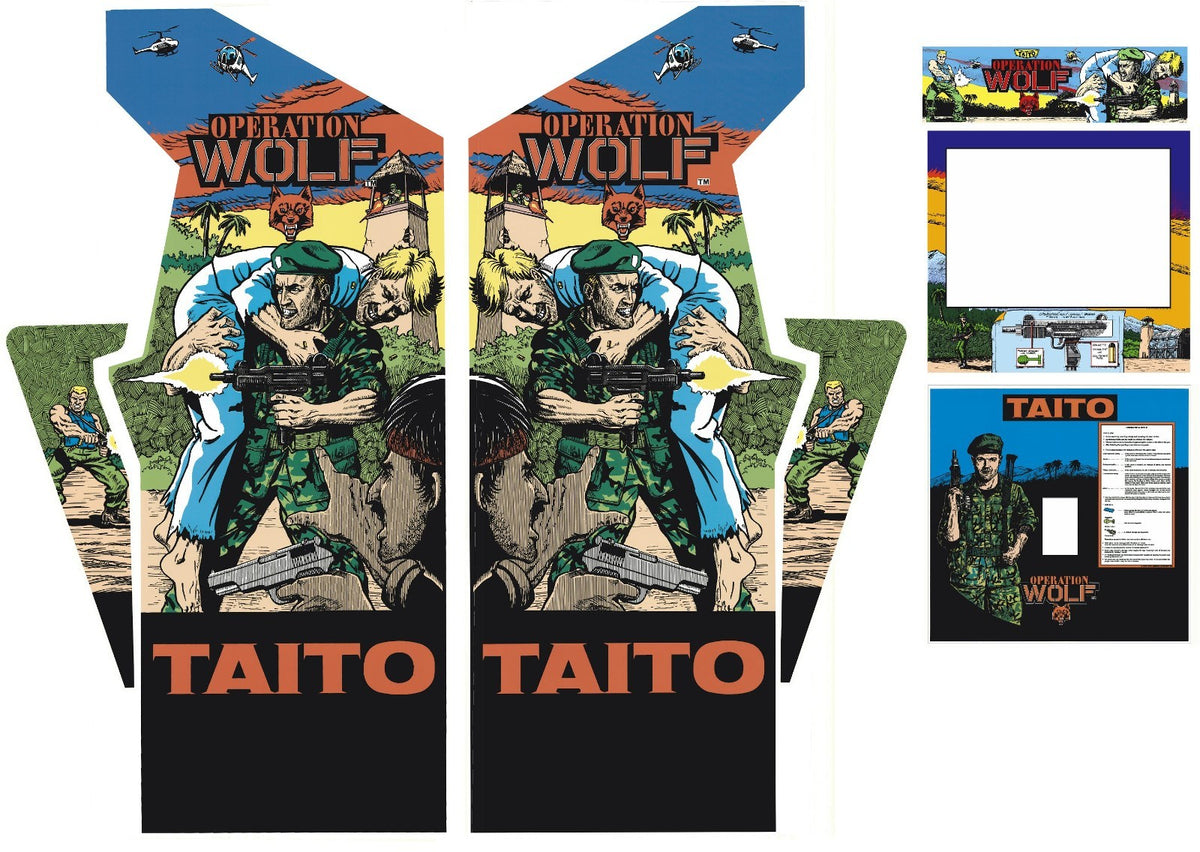 Operation Wolf Arcade Restoration Kit 7 pc Full Set Laminated Cabinet Artwork