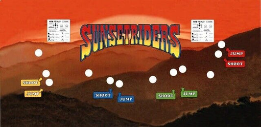 Sunset Riders Arcade Control Panel Overlay CPO Textured Laminate 4 Player