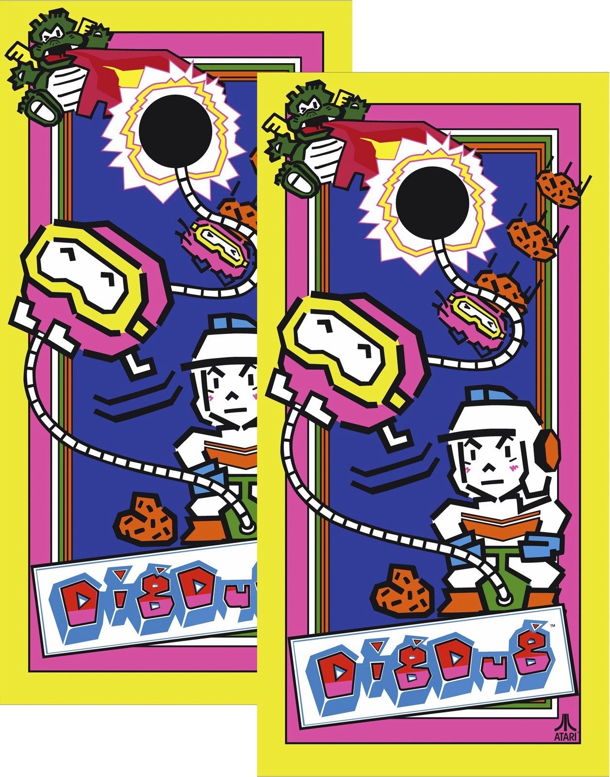 Dig Dug Cornhole Wrap Decal - Arcade Theme Cornhole