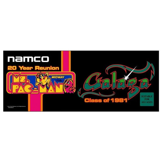 Galaga Ms Pac Man 20 Year Reunion Marquee High Quality 9" x 23” Arcade Translite