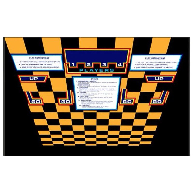 Hyper Sports Arcade Control Panel Overlay CPO With Textured Laminate